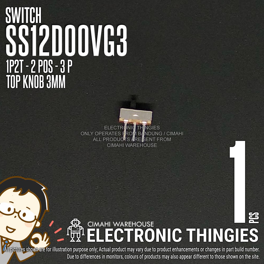 SS12D00VG3 SLIDE SWITCH 1P2T 3P 3mm SAKLAR GESER SS12D00 VG3