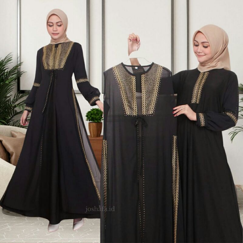 GAMIS ABAYA ROMPI MODREN HITAM//GAMIS ROMPI MEWAH//GAMIS LEBARAN//GAMIS MURAH//GAMIS TERBARU//GAMIS 