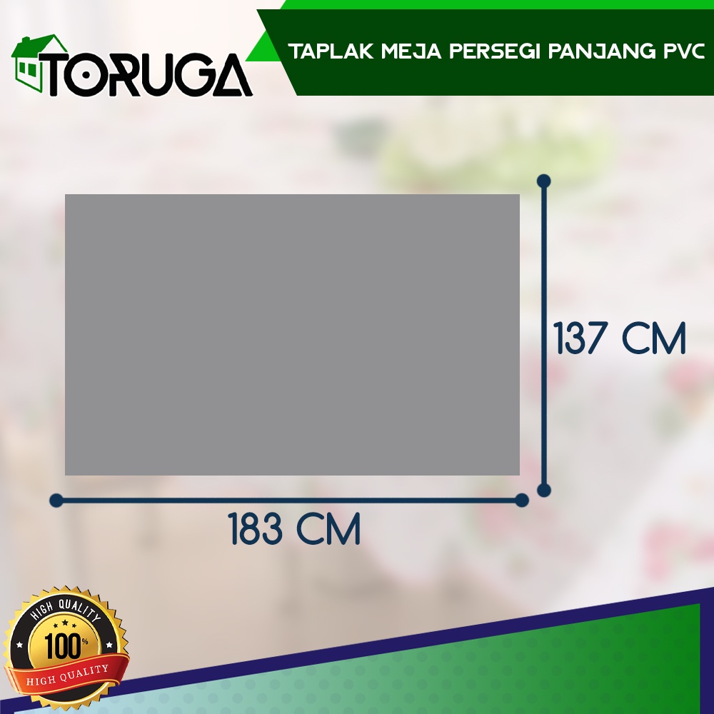 TAPLAK ALAS MEJA MAKAN TAMU PERSEGI ANTI AIR BAHAN PVC BUNGA 137 x 183cm