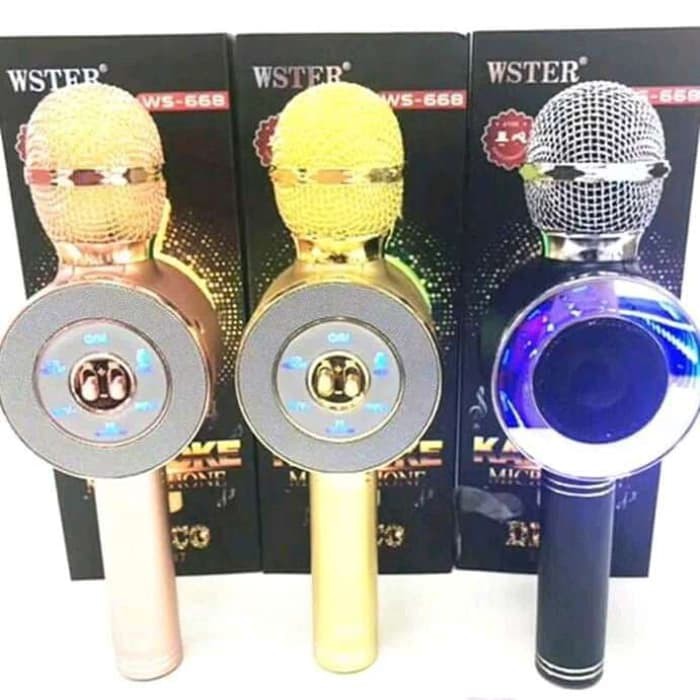 Mic Karaoke Mikrofon Wireless Bluetooth LED Wster WS668 WS-668 WS 668