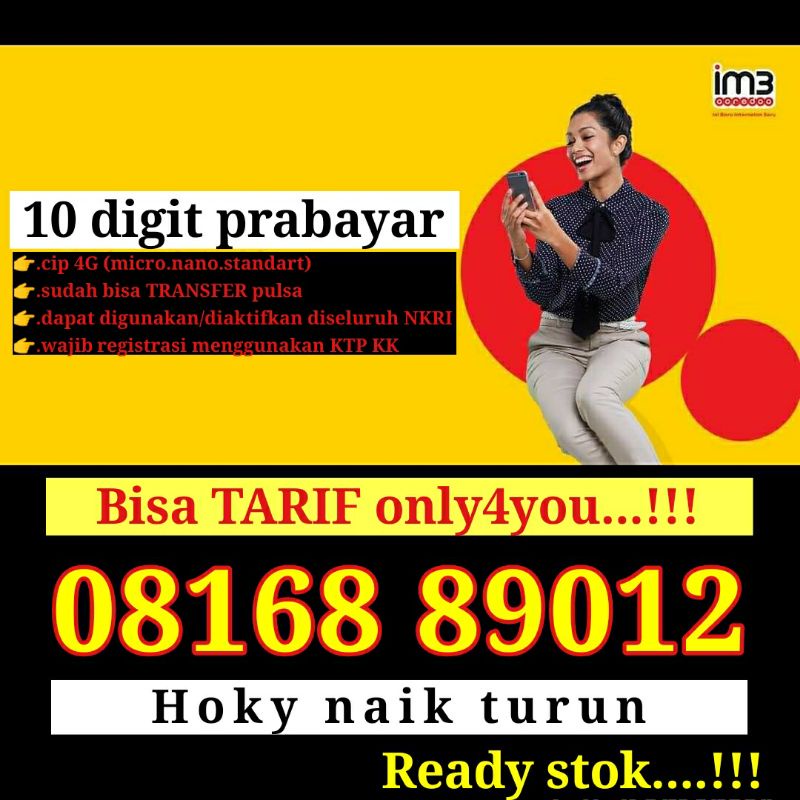 Nomor cantik Indosat 10digit prabayar serian turun full