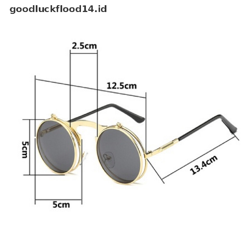 [OOID] Fashion Retro Vintage Gothic Round Flip Up Sunglasses Steampunk Glasses New ID