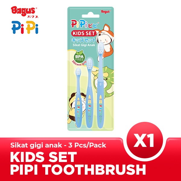 Ktmstore Bagus PiPi Kids Set Toothbrush - Sikat Gigi Silicon Anak W-21105