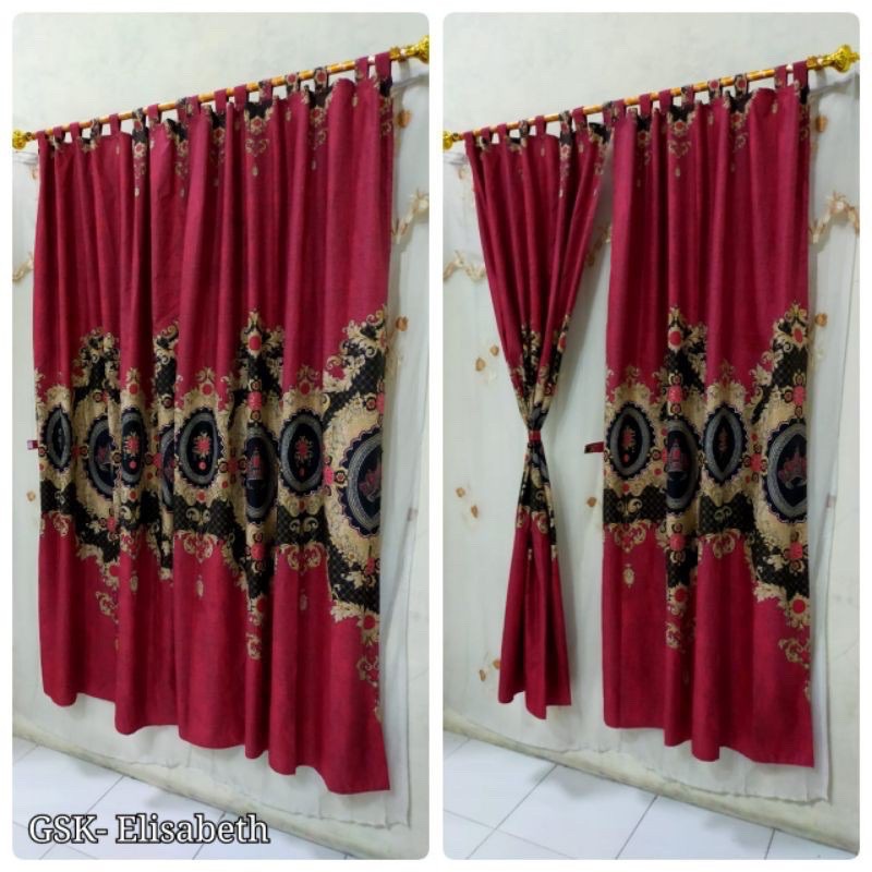 [ PINTU DAN JENDELA ] GORDEN TALI + PONI MOTIF SULTAN ELISABETH MAROON