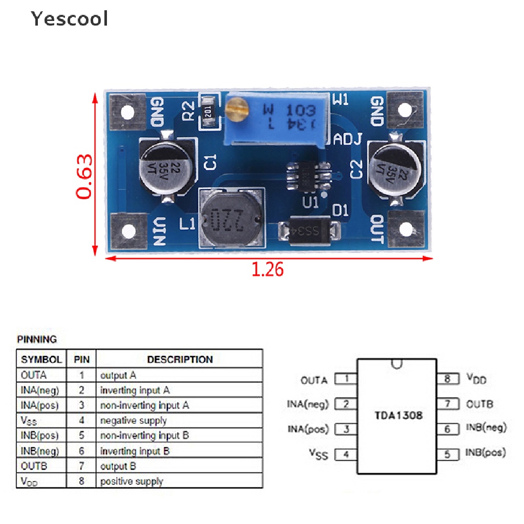 Yescool Konverter power supply step up volt DC-DC 2V-24V Ke 3v 5v 6v 9v 12v 19v