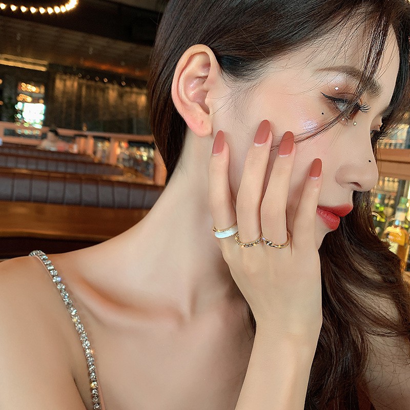 [ACKER] 3Pcs/set Mode Cincin Perhiasan Paduan Korea Akrilik Terbuka Cincin Set Untuk Wanita