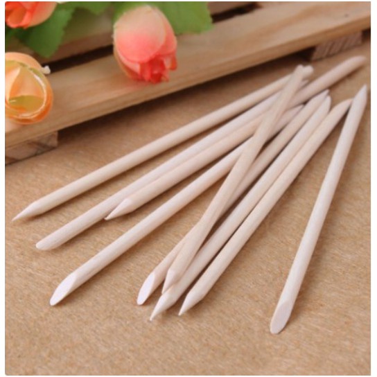 WOODEN STICK KUKU / STIK pusher pendorong kutikula manicure pedicure holder nail art multifungsi