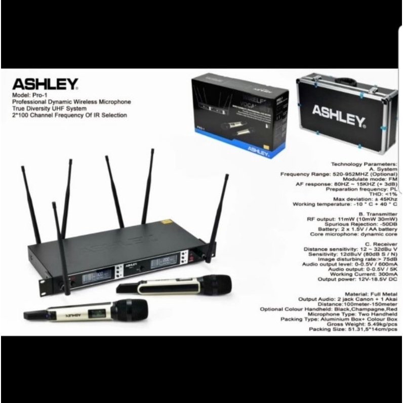 MIC WIRELESS ASHLEY PRO1/PRO 1 ( HANDHELD) MULTI CHANNEL  ORIGINAL