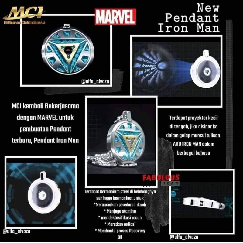 Kalung MCI✓pendant MCI✓kalung MARVEL✓kalung IRON MAN✓kalung kesehatan MCI