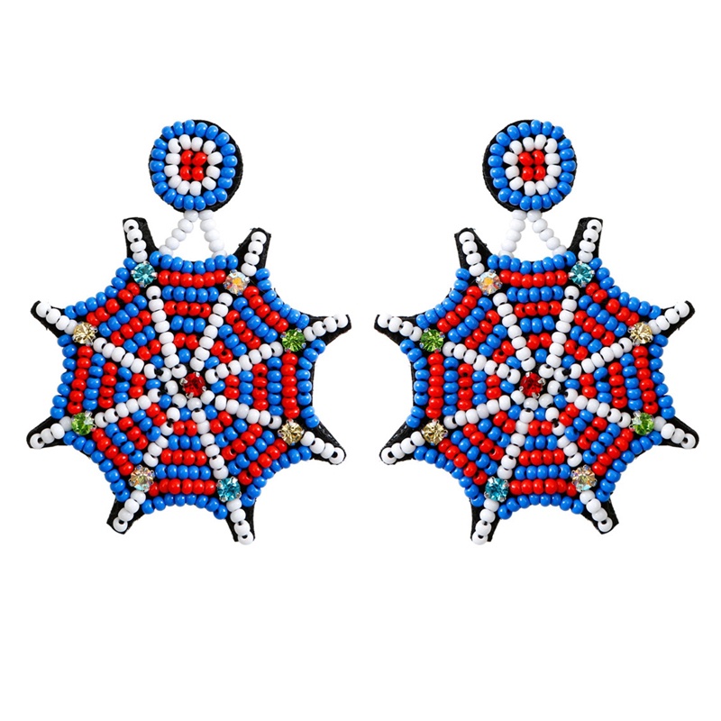 Anting Manik-Manik Handmade Desain Sarang Laba-Laba Gaya Punk Untuk Wanita