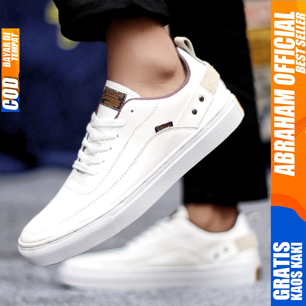 Sepatu Casual Pria Sneakers Hitam Kasual Kulit Asli Kerja Kuliah Kantor Kondangan Pesta Fashion Shoes Terbaru Sneker Original CYRE ABRAHAM