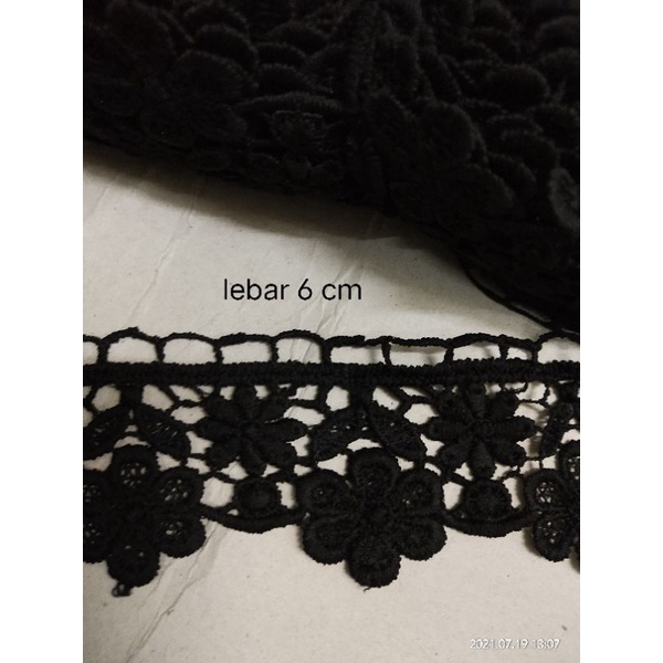 Renda bordir giper renda gyper hitam kembang renda bordir renda baju fashion renda mukena