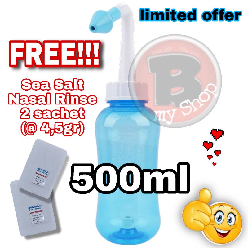 READY STOCK WATERPULSE - 500ML BOTOL CUCI HIDUNG (+ FREE 2 SACHETS GARAM) - NASAL RINSE BOTTLE - BOTOL PEMBERSIH HIDUNG