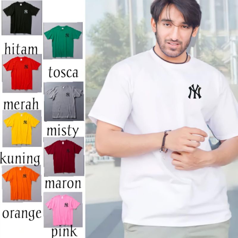 Kaos Pria Lengan Pendek NY Kaos Oblong Pria Katun Baju Oblong Cowok Atasan Tshirt Pria