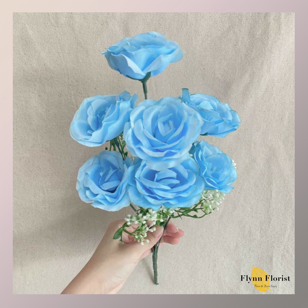 Bunga Mawar Impor Rose Paris Kombinasi x7 (satuan) Bunga Artificial / Bunga Plastik / Bunga Dekorasi-3