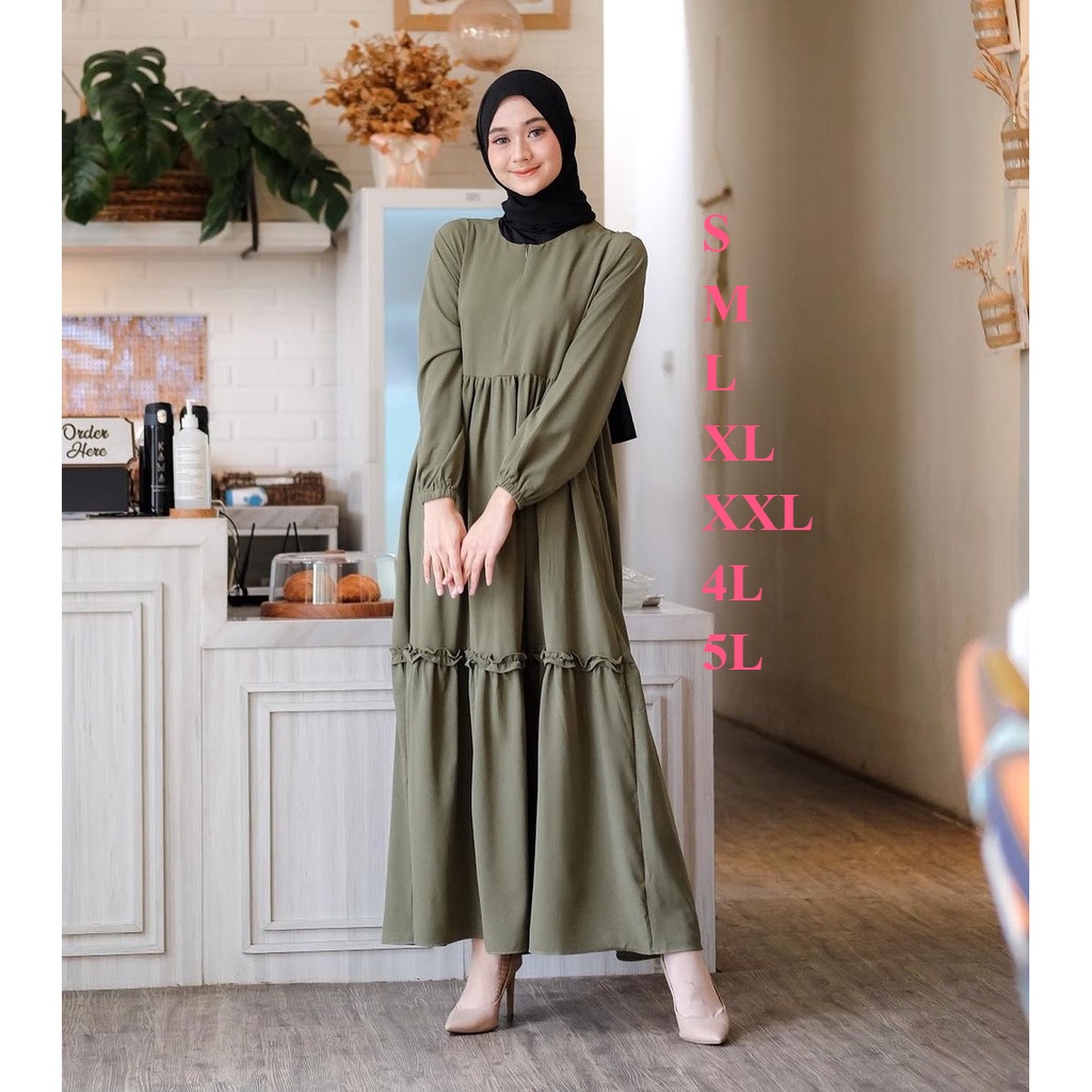 Gamis Remaja Perempuan Santri R.A - Sari Dress Maxy Muslim Terusan Polos Gamis Maxi Simple Fashion M