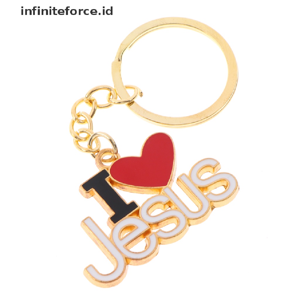 (Infiniteforce.Id) 1pc Gantungan Kunci Mobil Motif Print Tulisan I Love Jesus