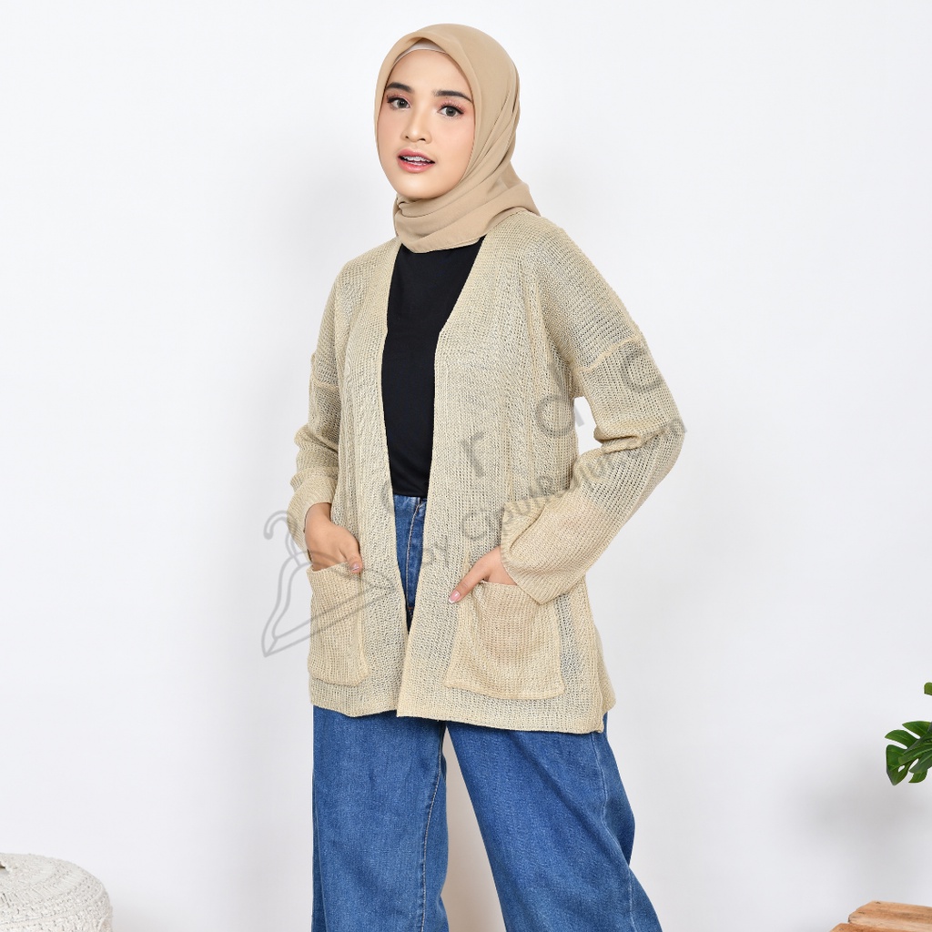 Simple Cardigan Ufa / Loccy / Loocy - CRDC by CiputRajut.com-Cream