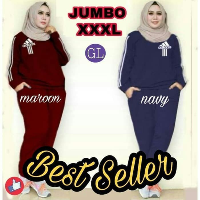Jumbo training ADIDAS set / big size setelan olahraga wanita