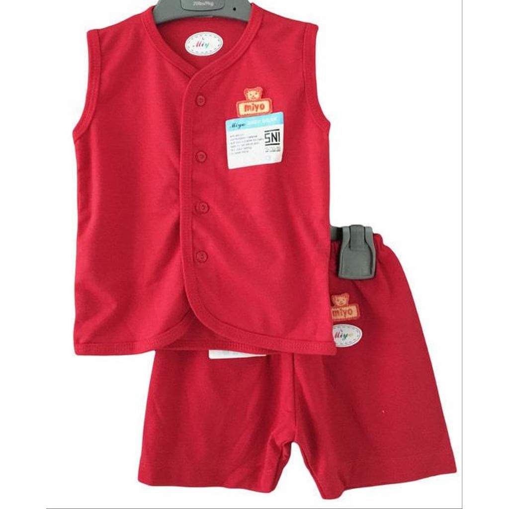 MIYO Merah Stelan Kutung Singlet Bayi / Anak SML Bahan Katun Halus SNI