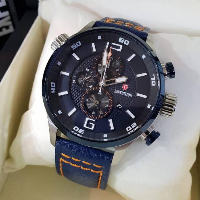Expedition original E6768 jamtangan pria kulit blue