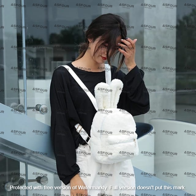 Asfour Limitless - Tas Ransel bulu telinga kelinci lulu tas kekinian ala korea termurah tas ransel cewek