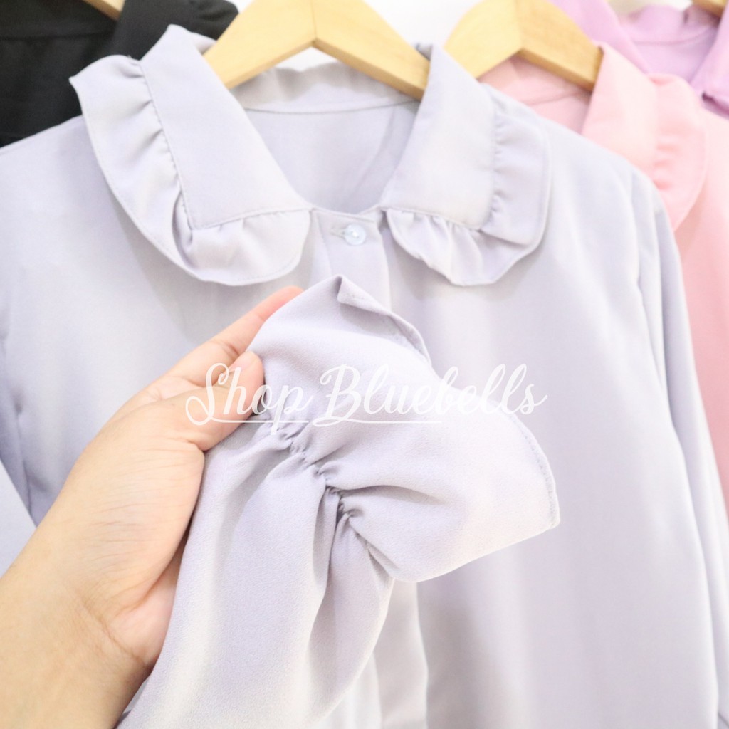 Alisa Blouse - Kemeja Kerah Collar Korea Tangan Panjang Moscrepe