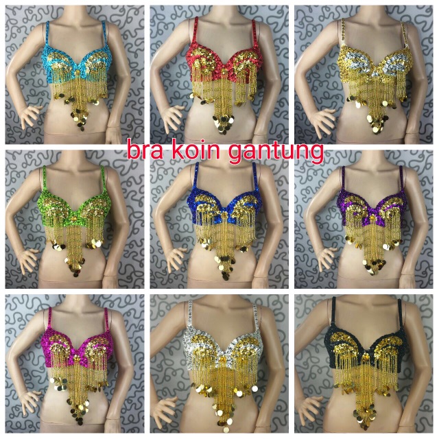 Belly dance bra koin gantung sexy bra lingerie kostum dance halloween zumba aerobik fitness