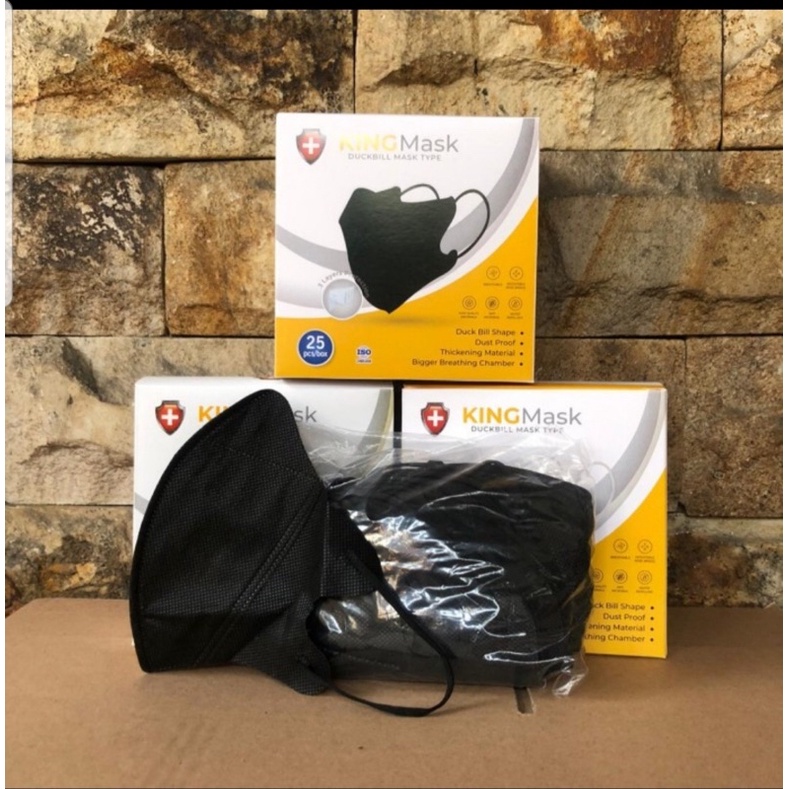 MASKER DUCKBILL DB 4 ply 4ply isi 25 50 hitam putih warna pink ungu biru MOUSON KING MASK SHUMU