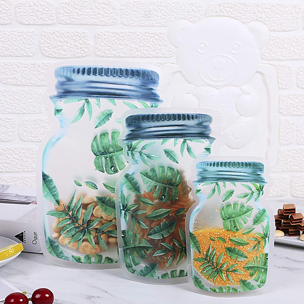 Portable Mason Jar Portable Zipper Bags / RefrigeratorFood Snack Airtight Seal  Organizer Food Bag / Ziplock Bag for Candy Biscuits Spice Organizer