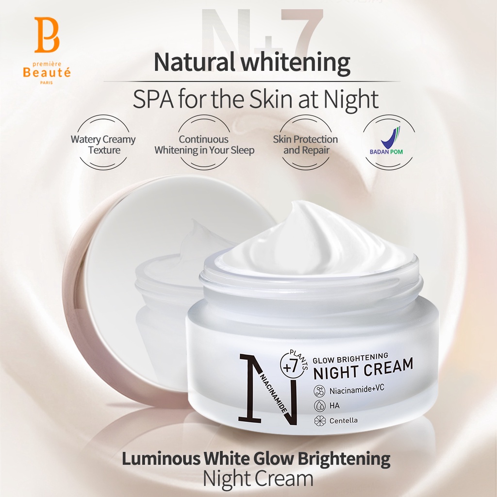 [BPOM] Premiere Beaute Day Cream Niacinamide Centella Luminous White Glow Brightening 30g 20 SPF PA+++ SUN CARE PROTECTION-Night Cream 30g