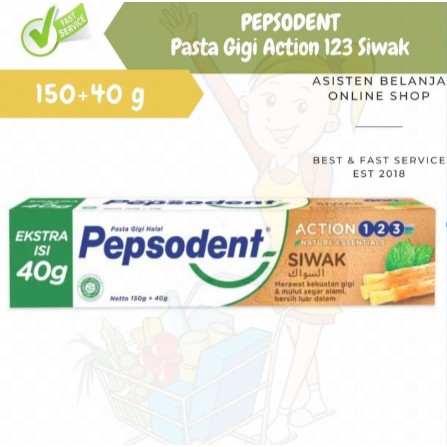 PEPSODENT Siwak Complete 8 Action 123 Pasta Gigi Action123 150gr+40gr 150g+40g 150 gr 40 g  = 190g 190gr Jumbo / kemasan baru 150gr + 25g