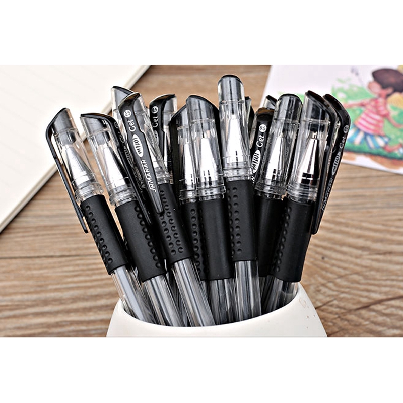 ✨Ready Stock✨Transparent Black Gel Pen 0.5mm Refill Office Supplies Signature Pen Student Stationery