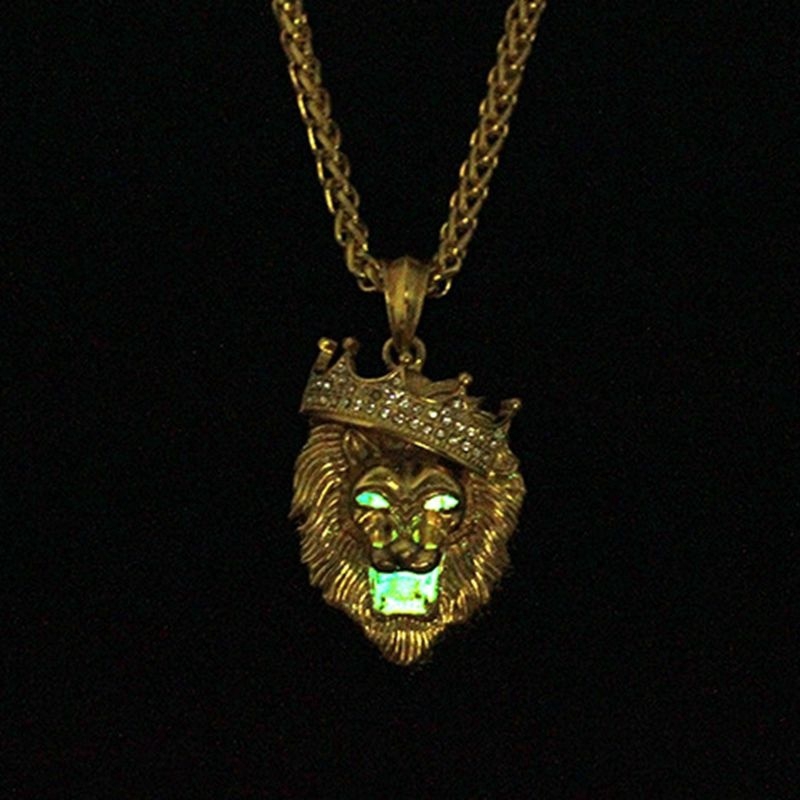 Fashion Pria Titanium Steel Lion Head Pendant Kalung