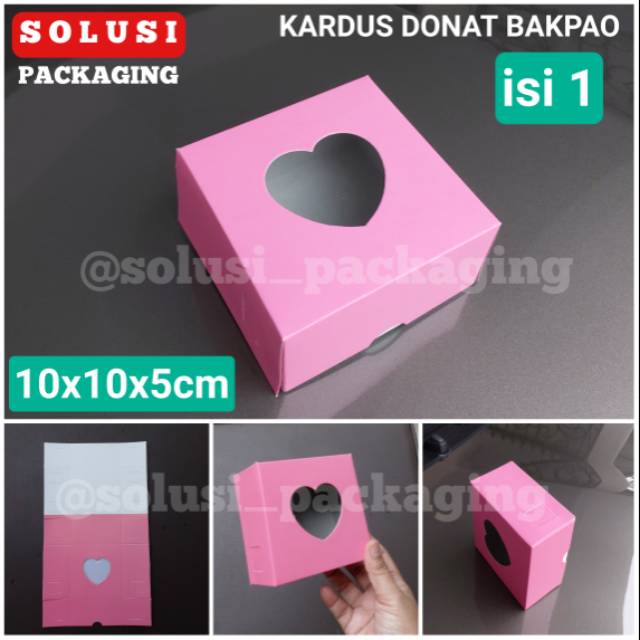 [50pcs] Kardus DONAT BAKPAO isi 1 PINK Polos/KOTAK KUE ROTI/DUS ROTI DOS BOX