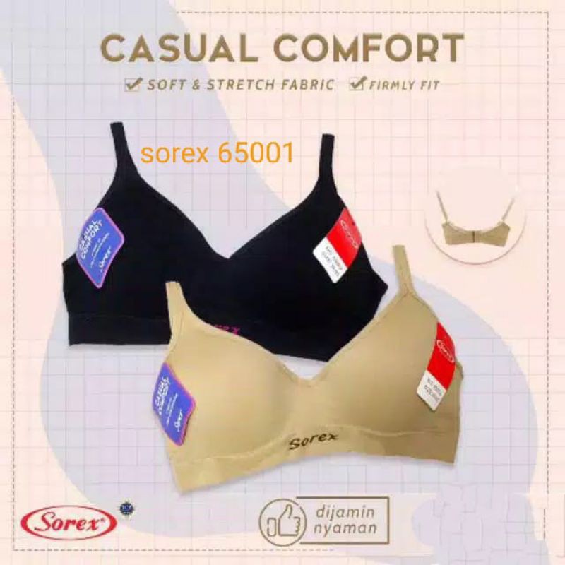 SOREX Bra Casual Comfort 65001 Busa Tipis Tanpa Kawat Original