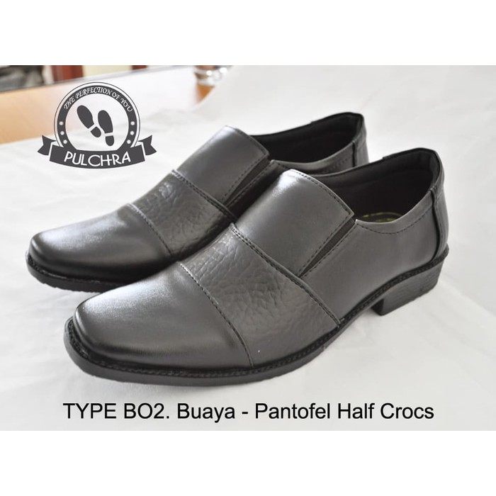 Sepatu Pantofel Pria Pulchra Type B02 Buaya - Pantofel Half Crocs Sepatu Pantopel Sepatu Laki Laki