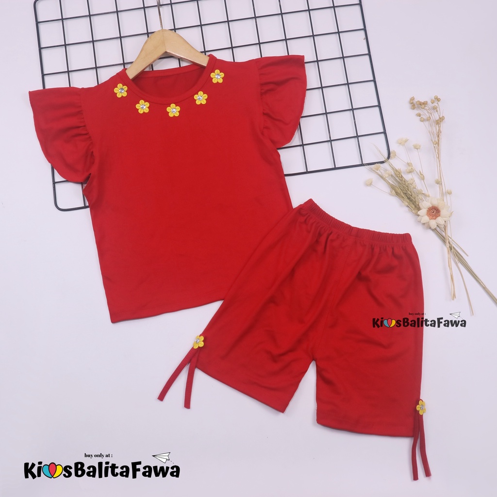 Setelan Oceana 1-2 Tahun / IMPORT Pakaian Baby Baju Lengan Celana Pendek Anak Perempuan Adem