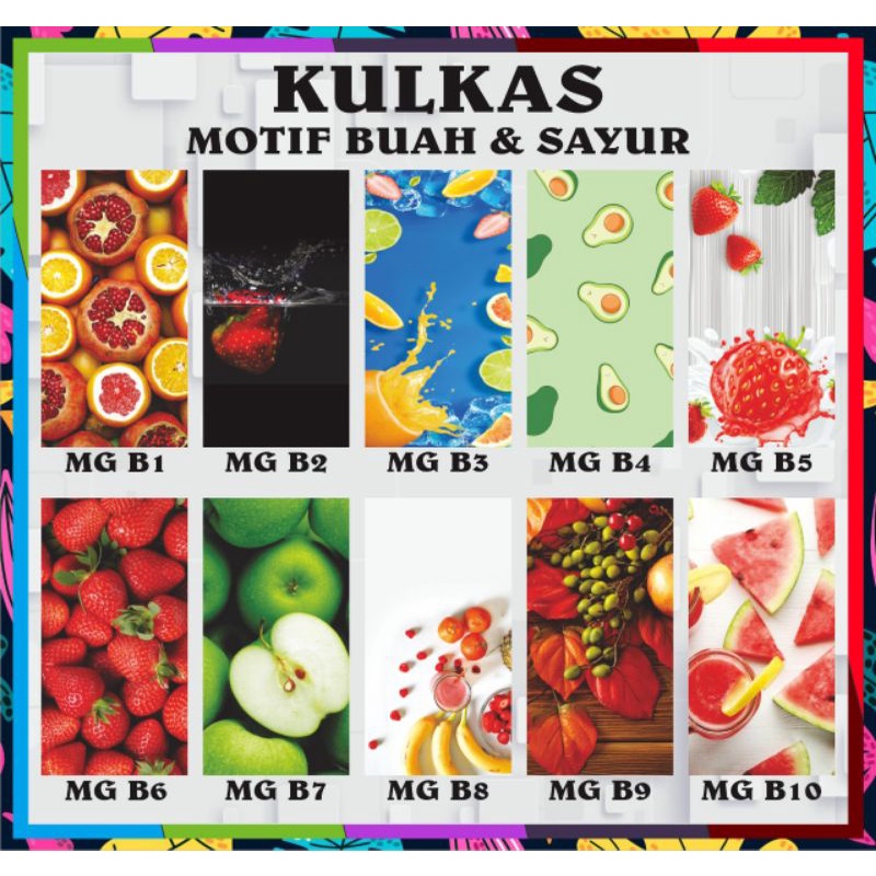 Stiker Kulkas 1 Pintu dan 2 Pintu Motif Buah dan Sayur Stiker Kulkas Varian WaterProof