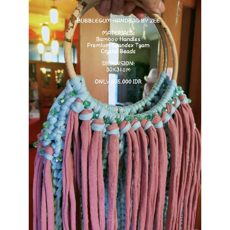 TAS RAJUT PASTEL PESTA MURAH MEWAH PREMIUM BANDUNG SPANDEX FRINGE BAG KRISTAL BRANDED UNIK KEREN