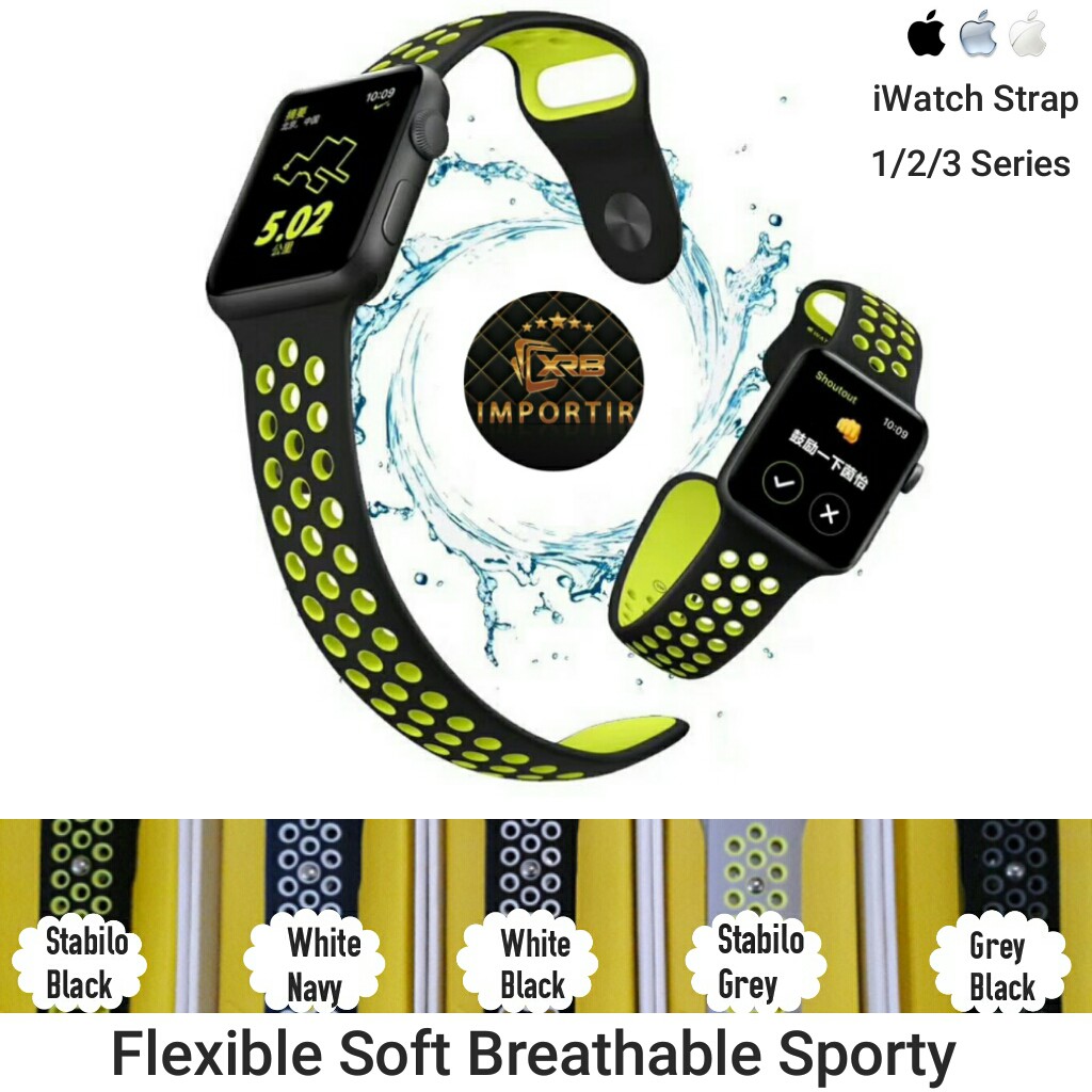 STRAP SPORTY 42mm Tali Jam Tangan Apple iWatch Rubber Band Premium