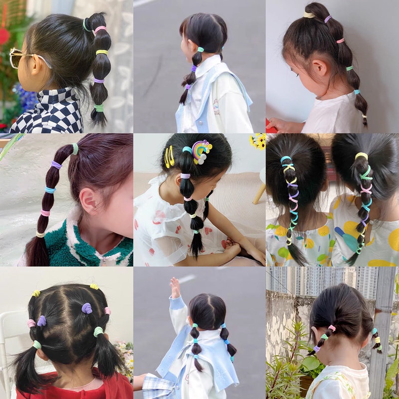 50 Pcs Ikat Rambut Ponytail Bahan Karet Elastis Tahan Lama Gaya Korea Untuk Wanita