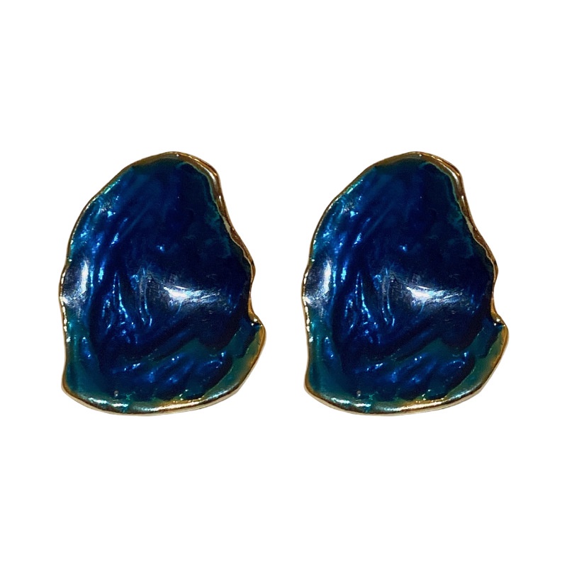 Anting Tusuk Bentuk Geometri Bulat / Kotak / Segitiga Warna Biru Untuk Wanita