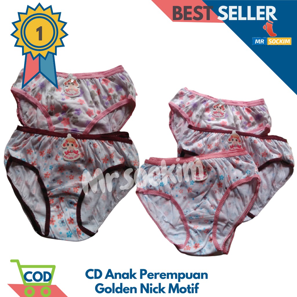 Golden Nick - 5 Pcs Celana Dalam Anak Perempuan  Motif Bunga (3-9 Tahun)