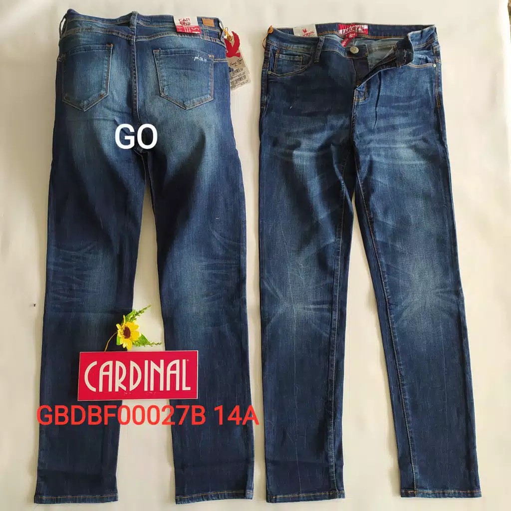 gos 33 CELANA JEANS CARDINAL Extra Size Soft Jeans Pensil Mama Size Celana Panjang Perempuan Ladys