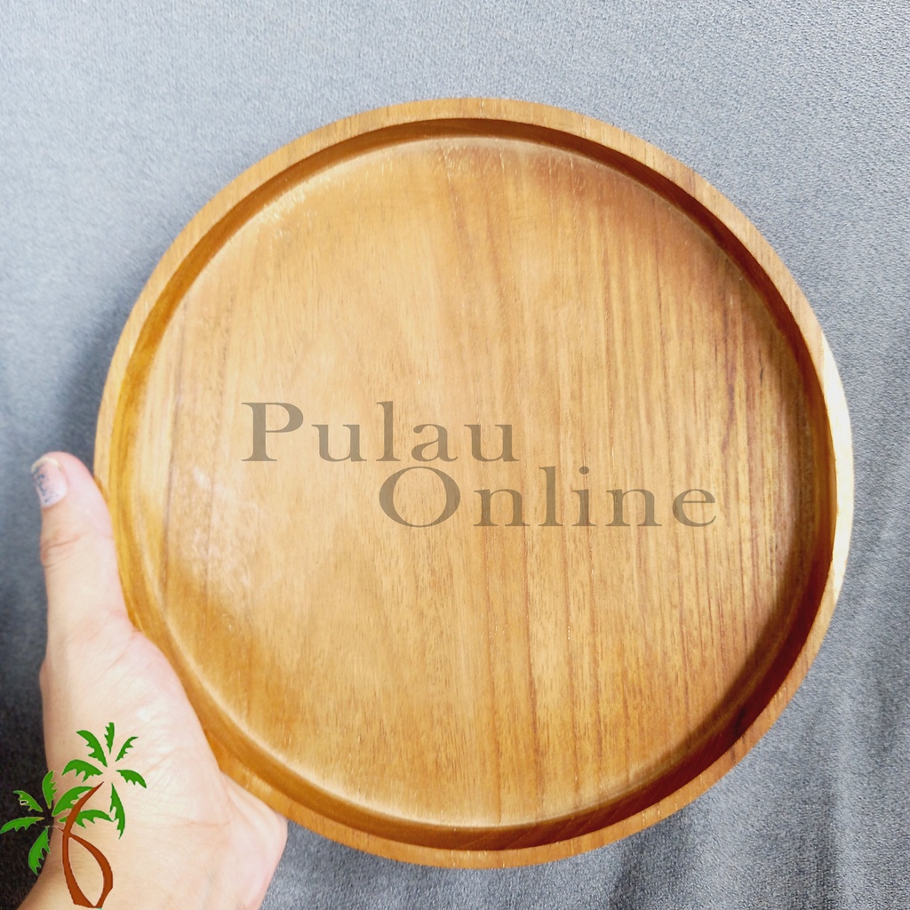 Piring Kayu Jati Bulat 20cm / Piring Liuk Makan Jati / Piring Jati