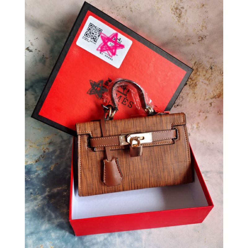 LONG KELLY KAYU SYAHRINI MINI IMPORT BATAM TAS SELEMPANG  TAS BRANDED FREE BOX
