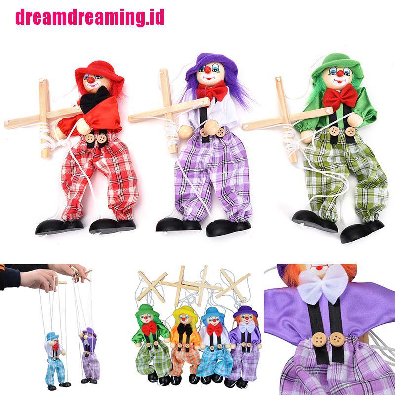 1pc Boneka Badut Marionette Bahan Kayu