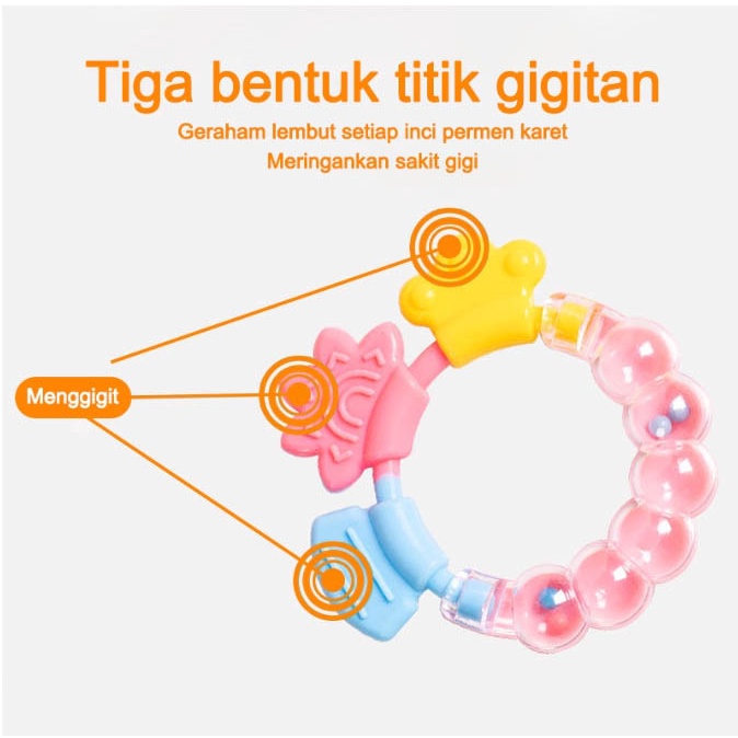 Mainan gigitan bayi/Mainan Rattle Genggam Bayi Gigitan Empeng Buah Plastik Dengan Teether Gelatin/Gigitan bayi teether