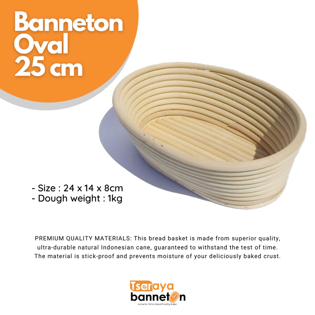 BANNETON OVAL 25CM UNTUK 1KG DOUGH | TSARAYA RATTAN